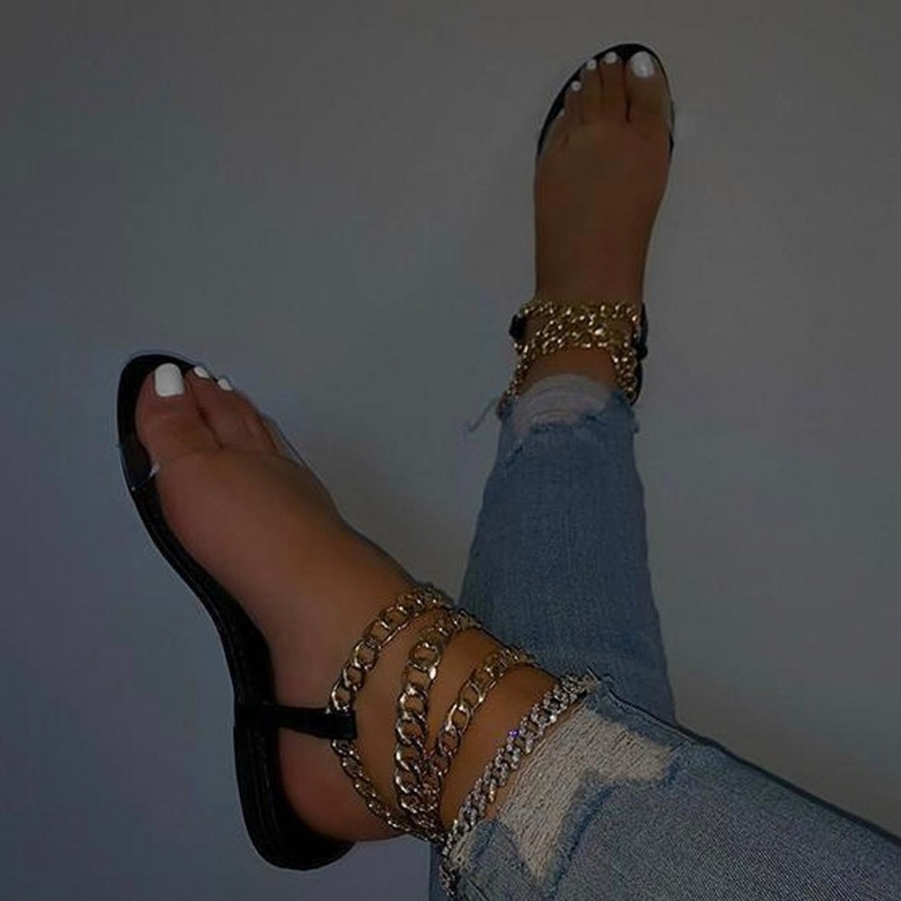 Black flat sandals